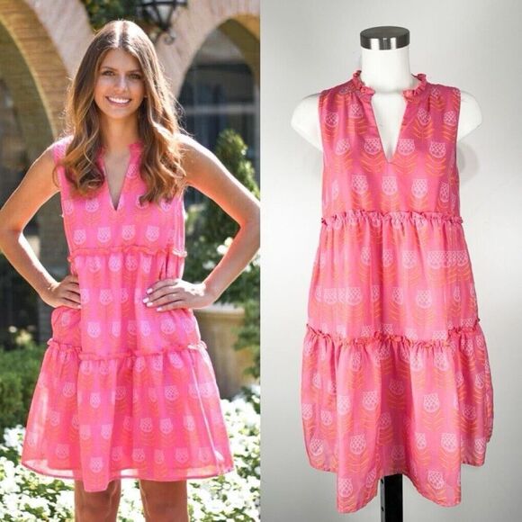 J Marie The Maeve Tiered Sleeveless Dress size Small Pink Coconut Girl - Picture 1 of 7
